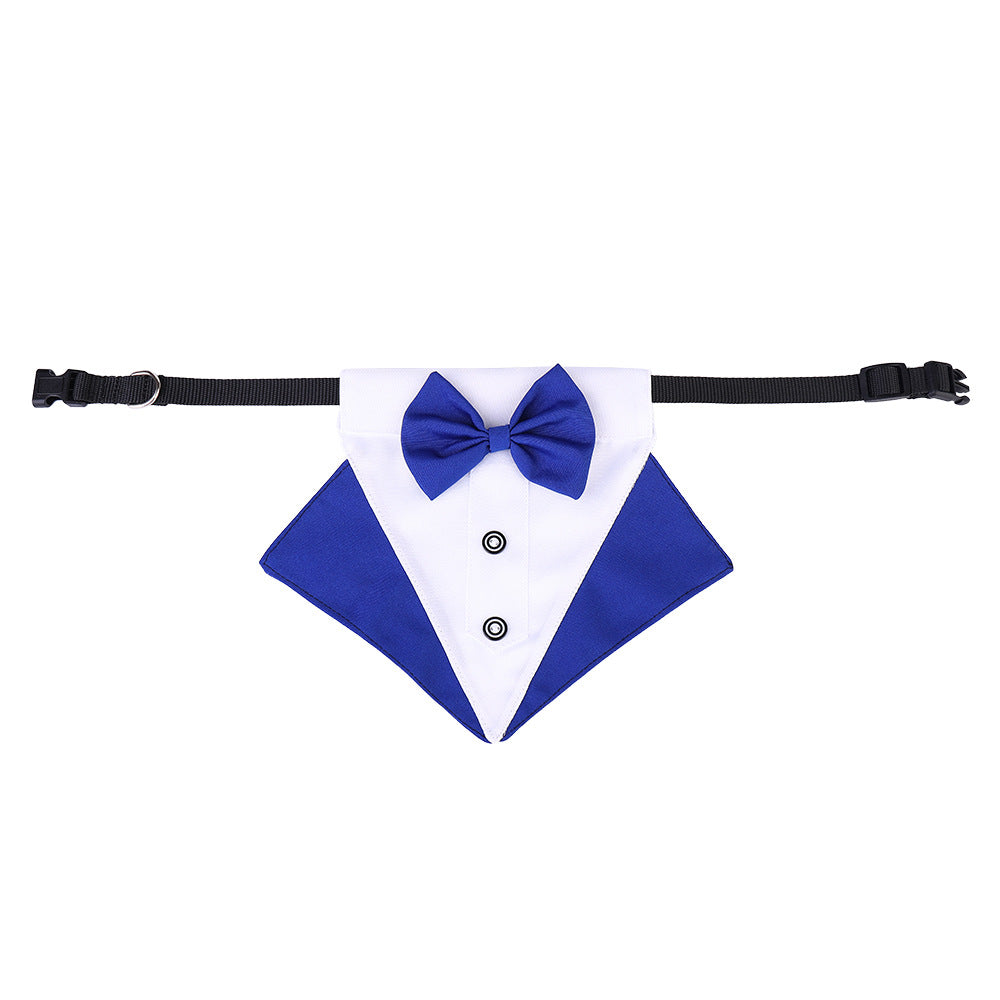 British Style Dog Wedding Bandana & Collar Set – Cotton Scarf for Small to Large Dogs