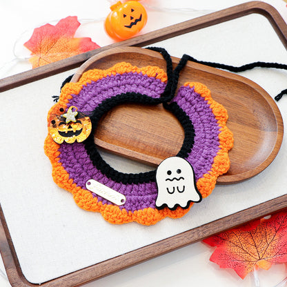 Pet Cat Dog Bandana with Halloween Elements Decorative Scarf for Pets, Halloween Pet Collar Accessory