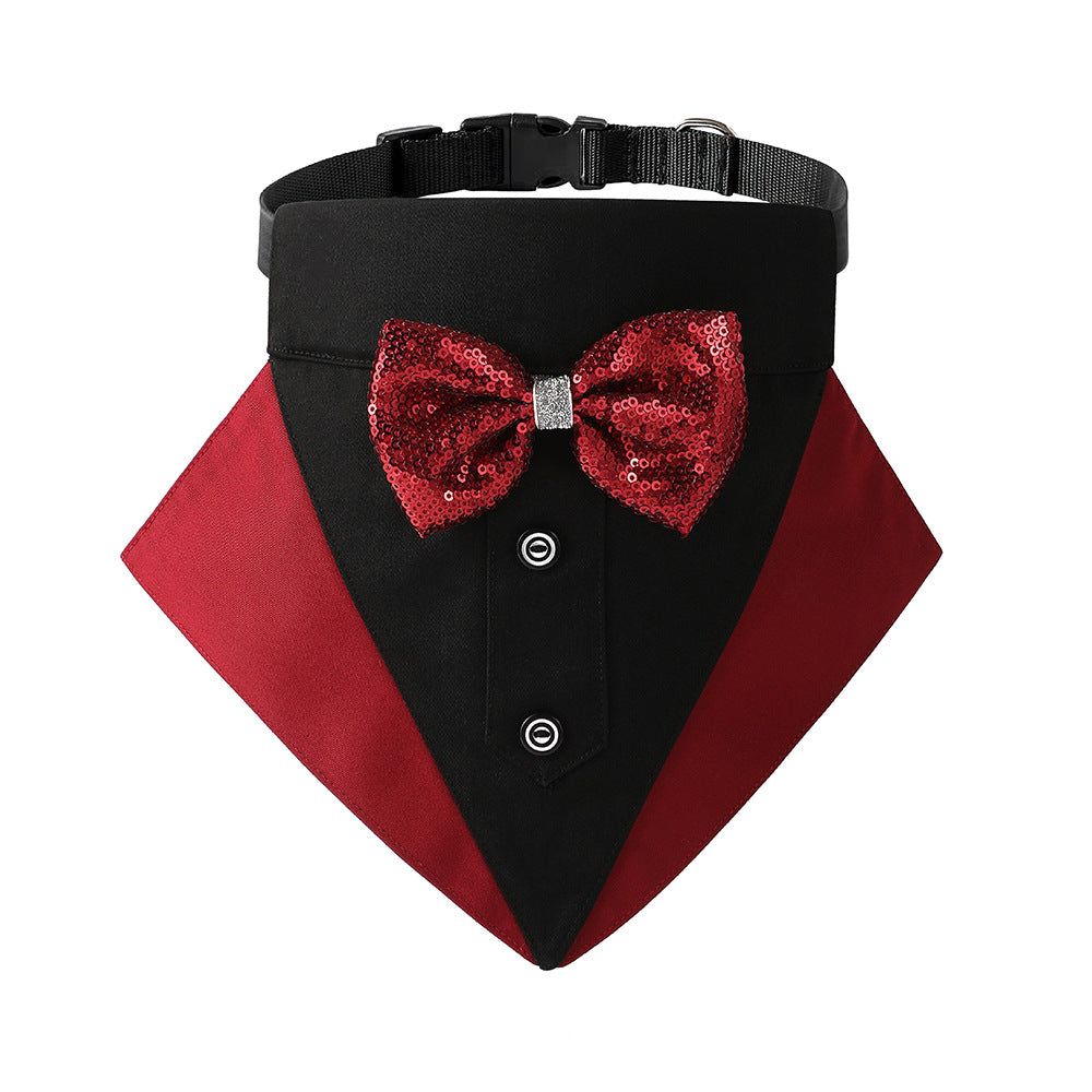 British Style Dog Wedding Bandana & Collar Set – Cotton Scarf for Small to Large Dogs