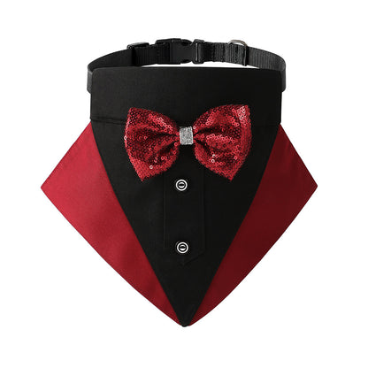 British Style Dog Wedding Bandana & Collar Set – Cotton Scarf for Small to Large Dogs