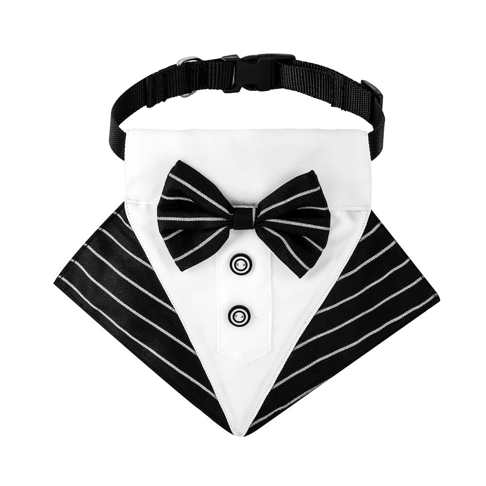 British Style Dog Wedding Bandana & Collar Set – Cotton Scarf for Small to Large Dogs