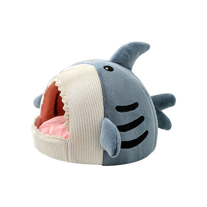 Shark Pet Nest – Semi-Enclosed Cosy Bed for Cats & Small Dogs