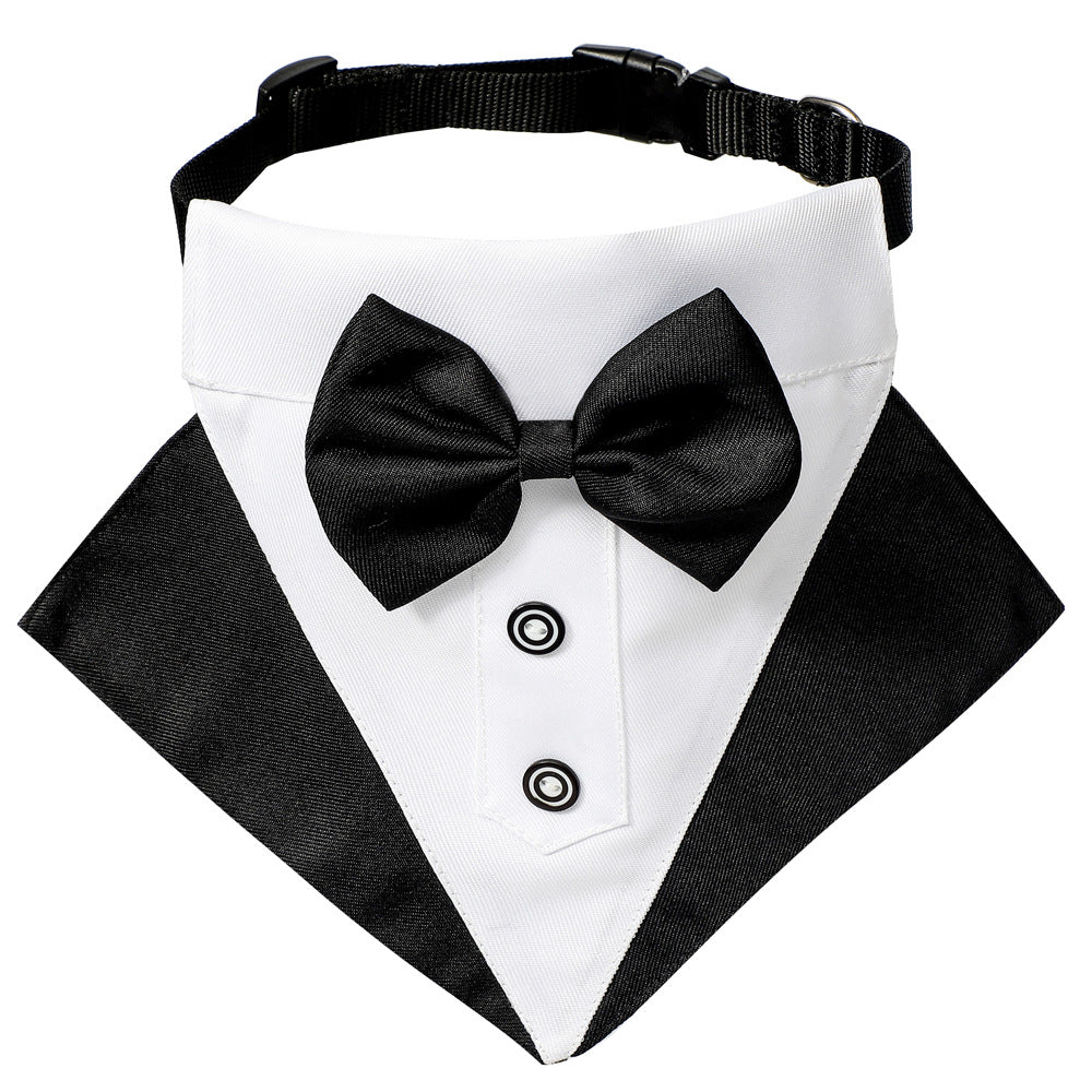 British Style Dog Wedding Bandana & Collar Set – Cotton Scarf for Small to Large Dogs