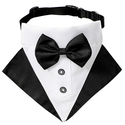 British Style Dog Wedding Bandana & Collar Set – Cotton Scarf for Small to Large Dogs