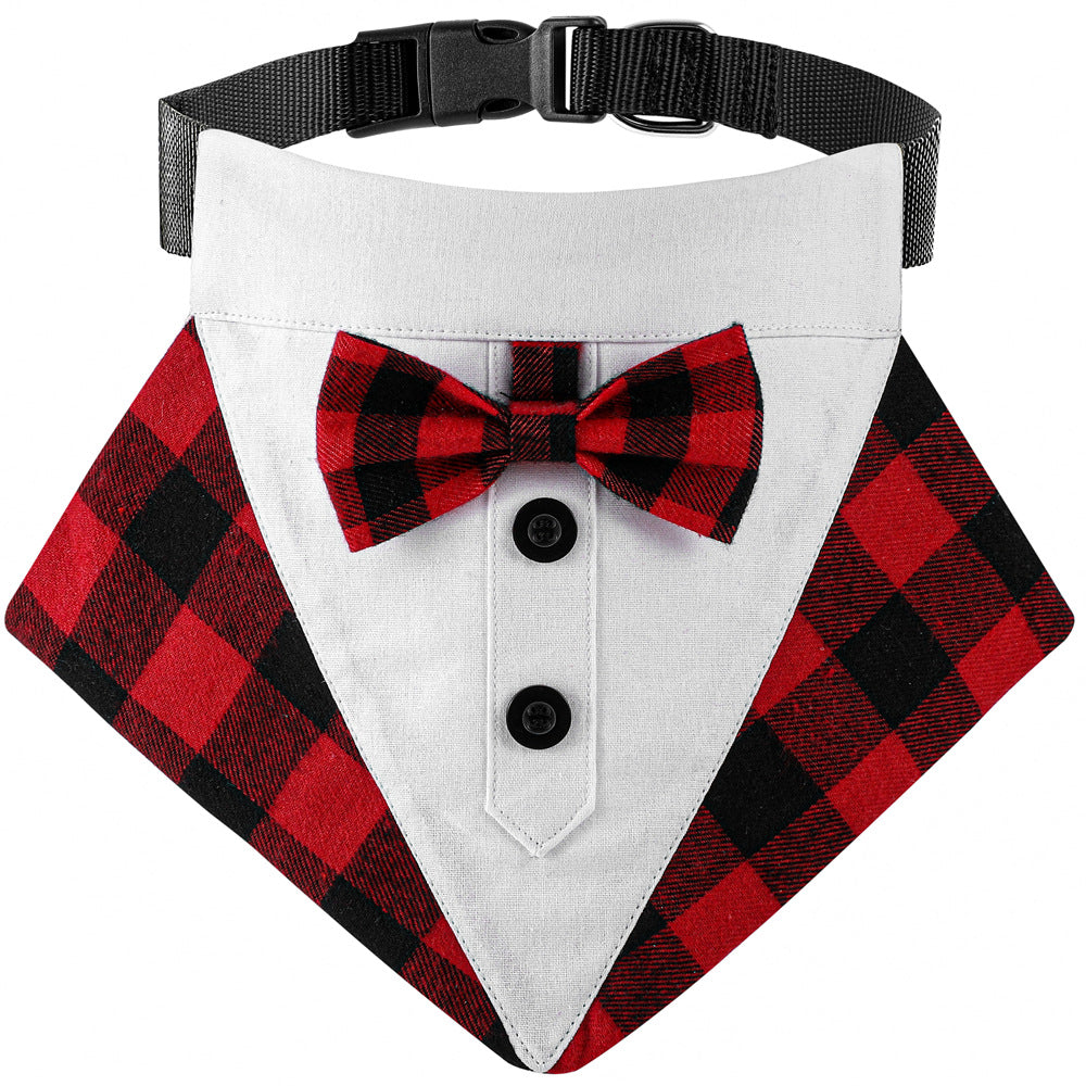 British Style Dog Wedding Bandana & Collar Set – Cotton Scarf for Small to Large Dogs