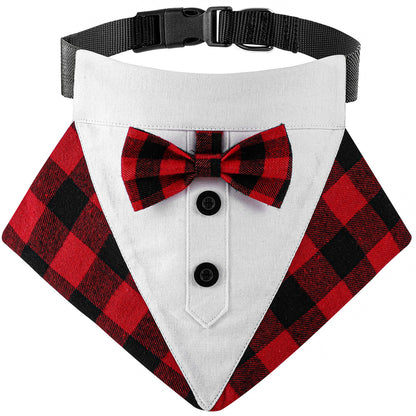 British Style Dog Wedding Bandana & Collar Set – Cotton Scarf for Small to Large Dogs