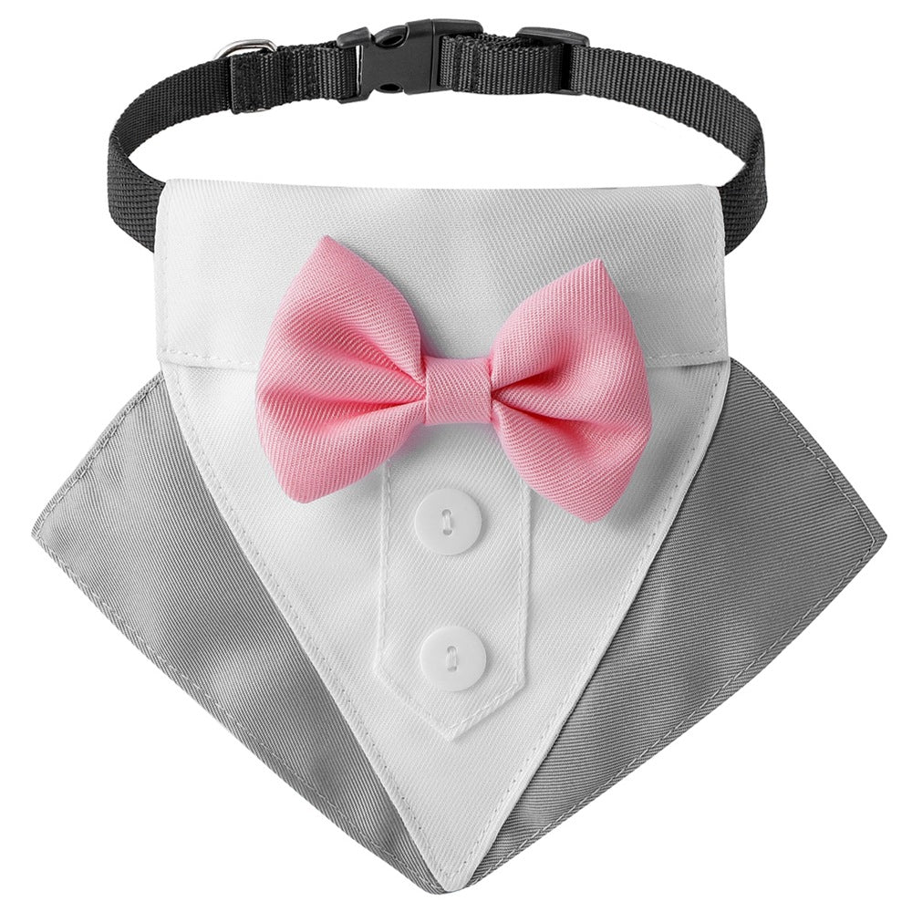 British Style Dog Wedding Bandana & Collar Set – Cotton Scarf for Small to Large Dogs