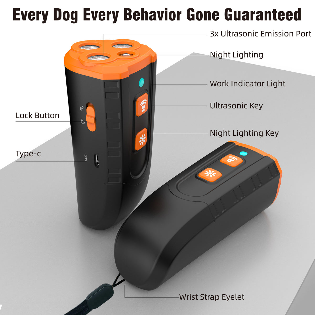 Ultrasonic Dog Trainer & Bark Deterrent – Handheld & Portable