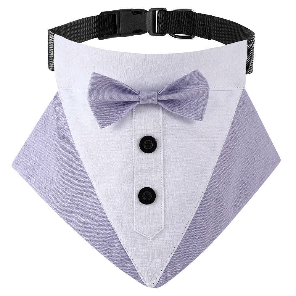 British Style Dog Wedding Bandana & Collar Set – Cotton Scarf for Small to Large Dogs