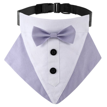 British Style Dog Wedding Bandana & Collar Set – Cotton Scarf for Small to Large Dogs