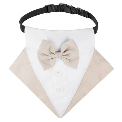 British Style Dog Wedding Bandana & Collar Set – Cotton Scarf for Small to Large Dogs