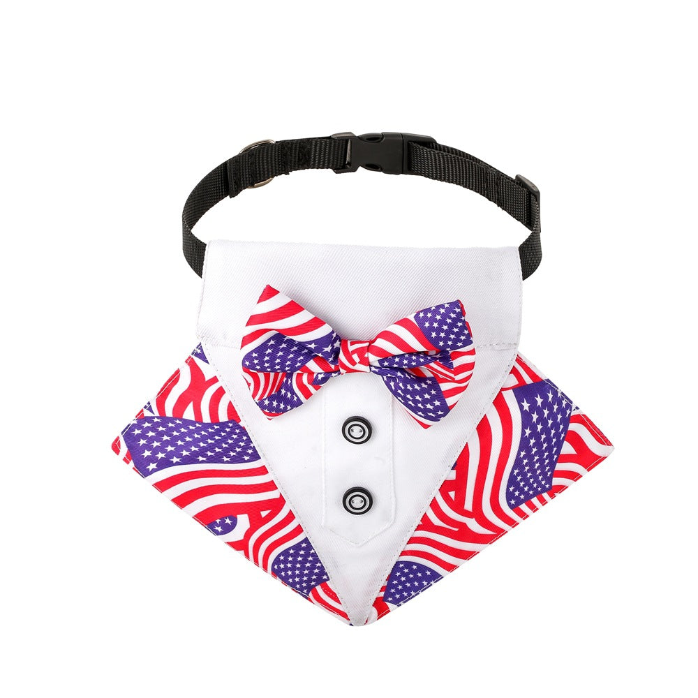 British Style Dog Wedding Bandana & Collar Set – Cotton Scarf for Small to Large Dogs