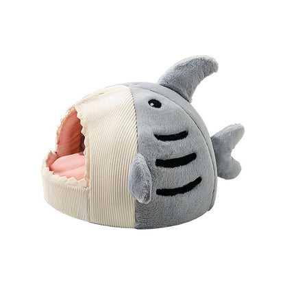 Shark Pet Nest – Semi-Enclosed Cosy Bed for Cats & Small Dogs