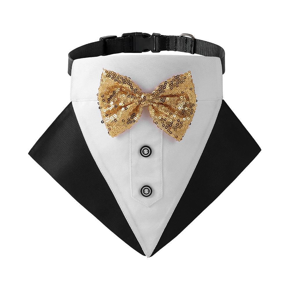 British Style Dog Wedding Bandana & Collar Set – Cotton Scarf for Small to Large Dogs