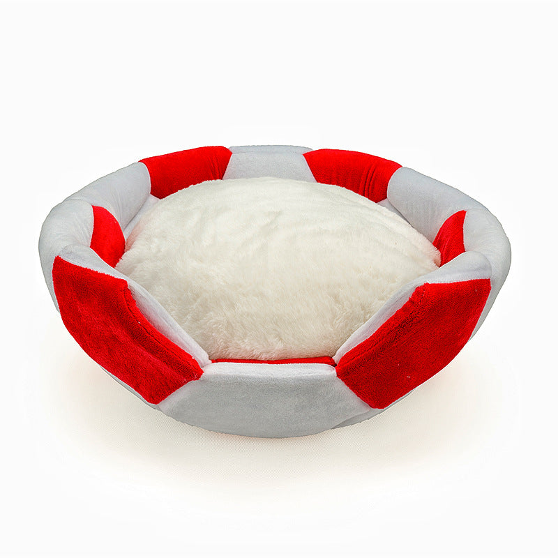 Football-Shaped Pet Nest & Mattress – Plush Bed for Cats & Small Dogs