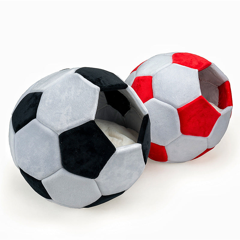 Football-Shaped Pet Nest & Mattress – Plush Bed for Cats & Small Dogs