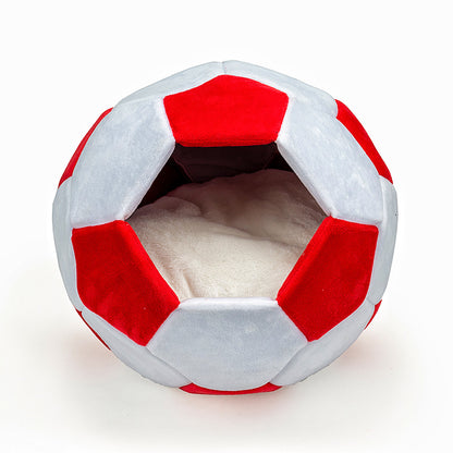 Football-Shaped Pet Nest & Mattress – Plush Bed for Cats & Small Dogs